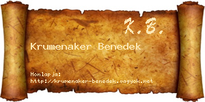 Krumenaker Benedek névjegykártya
